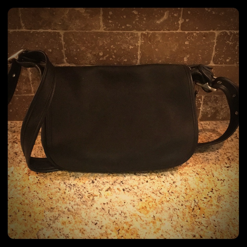 Coach Black Leather Messenger Style Bag
